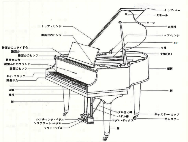 楽器の事典ピアノ 第7章 ピアノの種類およびその構造と機能 2 グランド